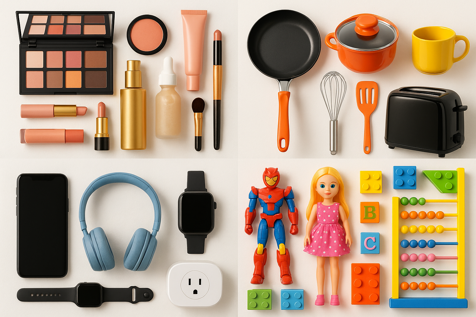 Beauty, kitchen, gadgets , toys all add